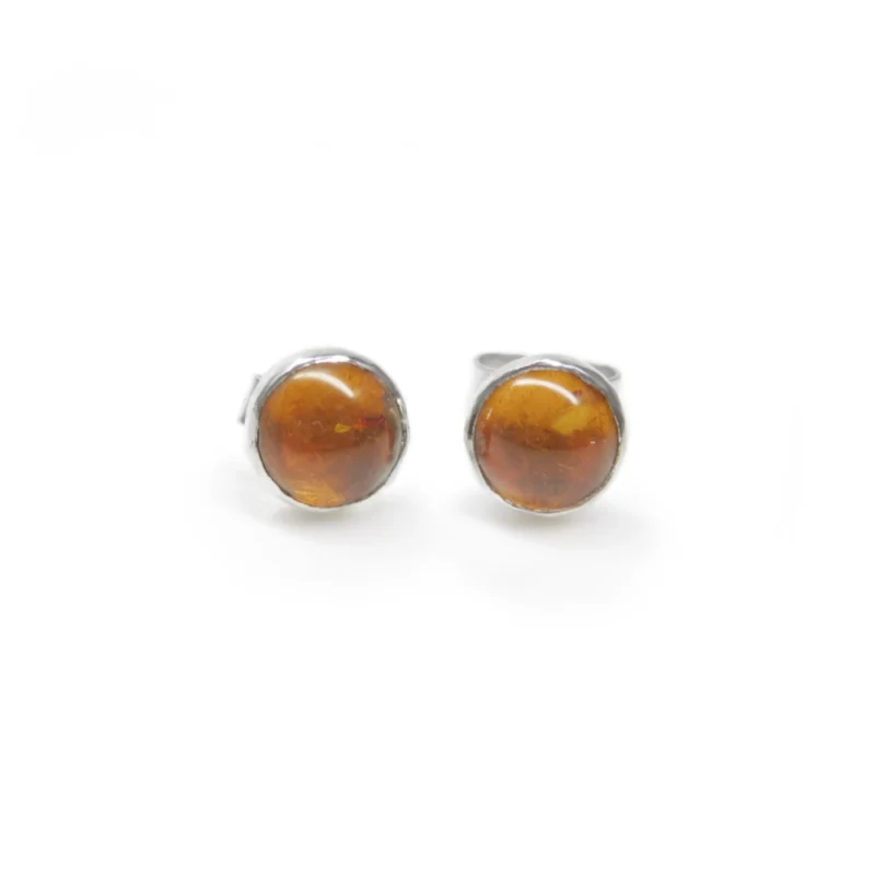 sterling silver and 5mm Amber earrings